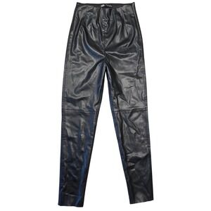 Zara Faux Leather Pants Women S Black Skinny High Rise Preppy Punk Career Office